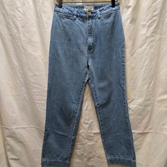Rollas Slim Sailor Blue Cotton High Waisted Crop Jeans Size 27 Aussie 9 - Picture 1 of 8